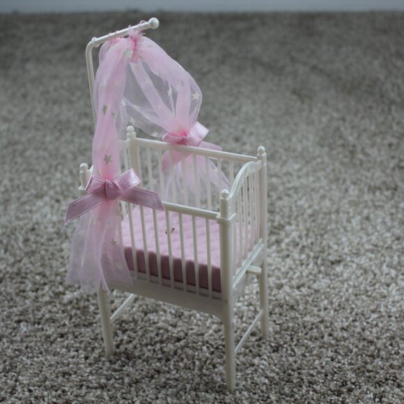 Barbie Krissy Bedtime Baby Crib Canopy Set Vintage Toy 2002 Sounds WORK RARE - Picture 2 of 7